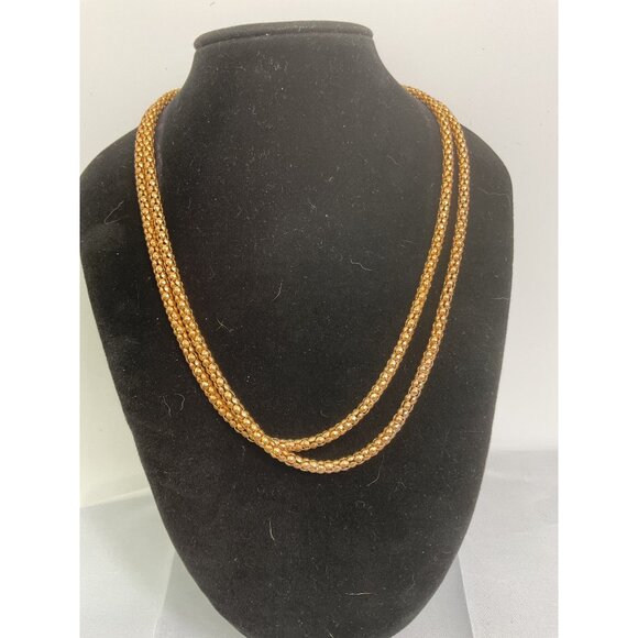 Gold-Tone Snake Chain Necklace Double Strand Adjustable - Picture 1 of 4
